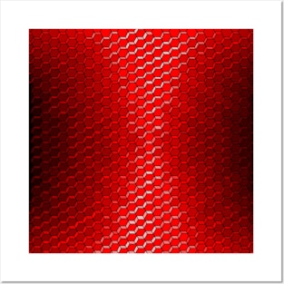 Red Skin 3D Hexagons Pattern Posters and Art